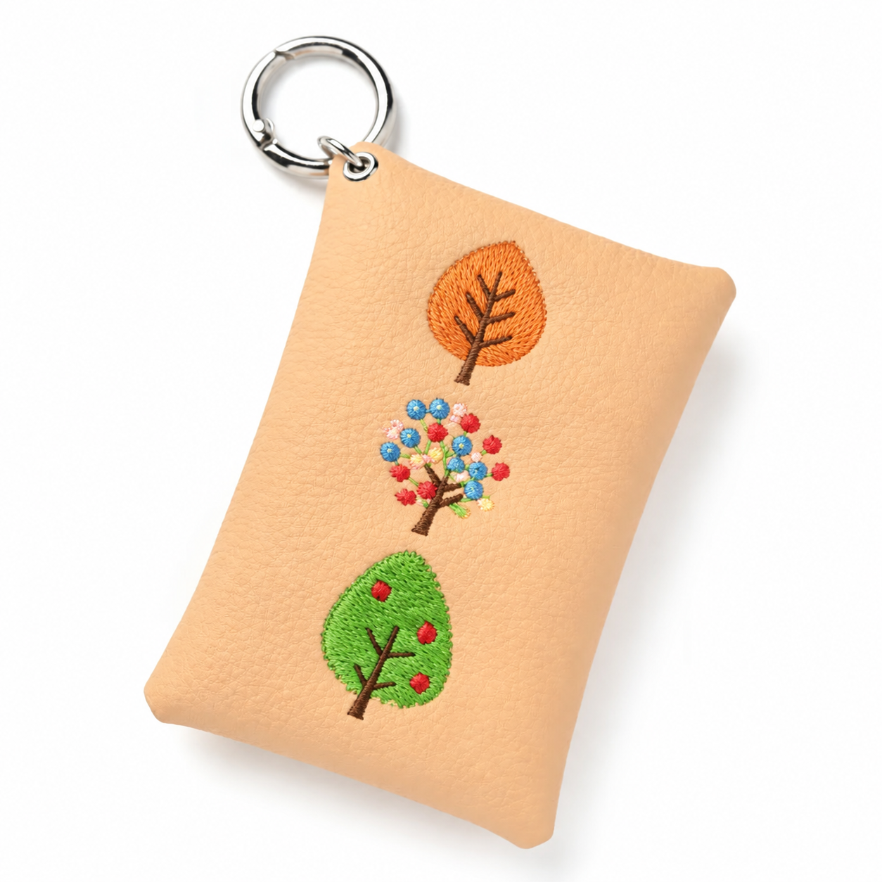 サンポ刺繍 マルチポーチ 【 シュリンクレザー 刺繍 】 カード収納 小物入れ