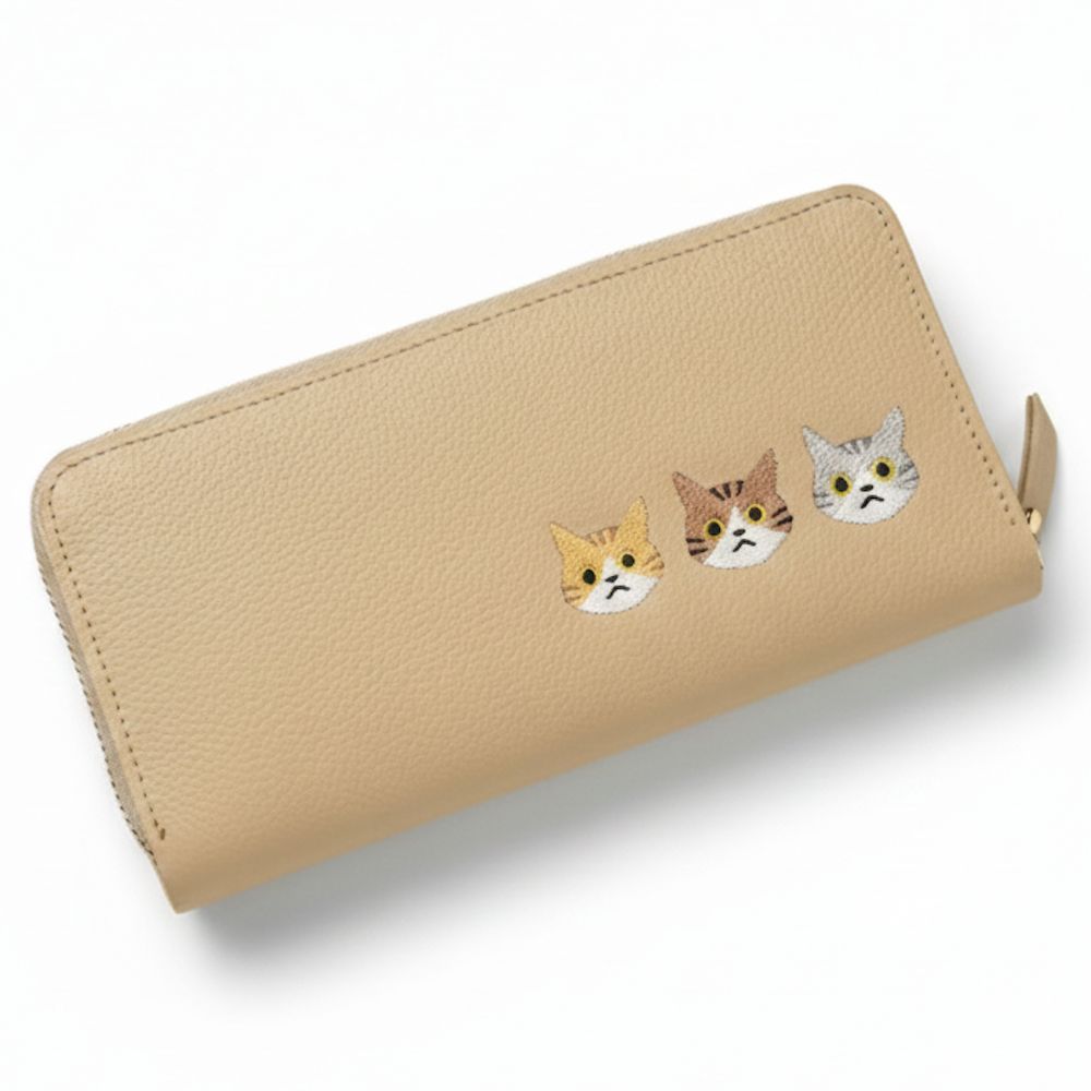 サンポ刺繍 じゃばら式 ロングウォレット 【 シュリンクレザー 刺繍 】長財布 本革 姫路レザー TKM