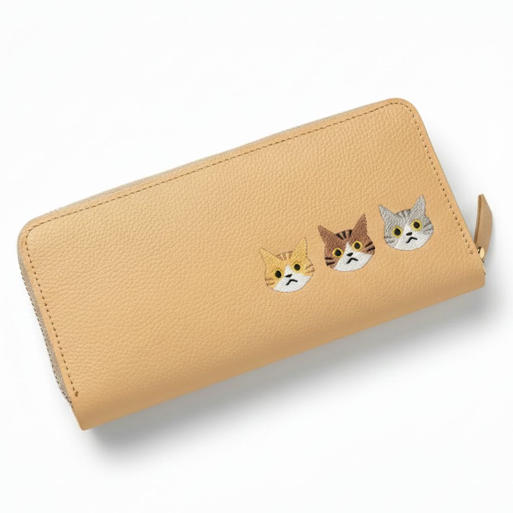 サンポ刺繍 じゃばら式 ロングウォレット 【 シュリンクレザー 刺繍 】長財布 本革 姫路レザー TKM