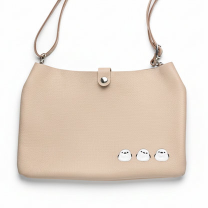 サンポ刺繍 ショルダーバッグ 【 シュリンクレザー 刺繍 】姫路レザー 長さ調節可ストラップ ポシェット