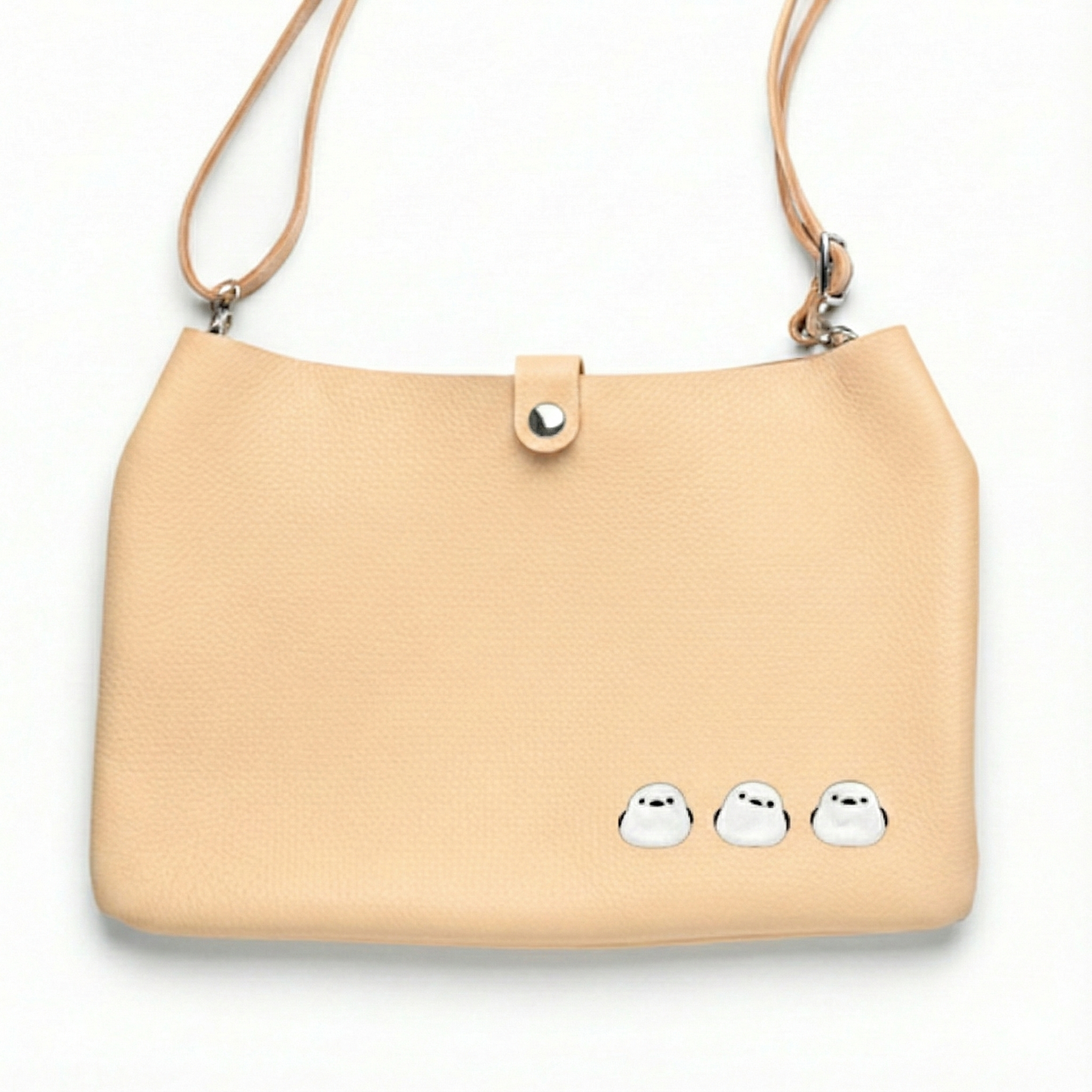 サンポ刺繍 ショルダーバッグ 【 シュリンクレザー 刺繍 】姫路レザー 長さ調節可ストラップ ポシェット