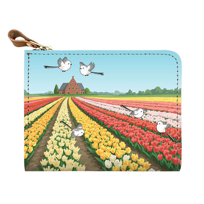 シマエナガとかわいい時間 マチあり L字ファスナー 小さいミニ財布 姫路レザー ミニウォレット