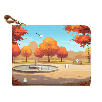 シマエナガとかわいい時間 マチあり L字ファスナー 小さいミニ財布 姫路レザー ミニウォレット