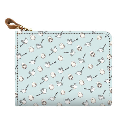 シマエナガとかわいい時間 マチあり L字ファスナー 小さいミニ財布 姫路レザー ミニウォレット