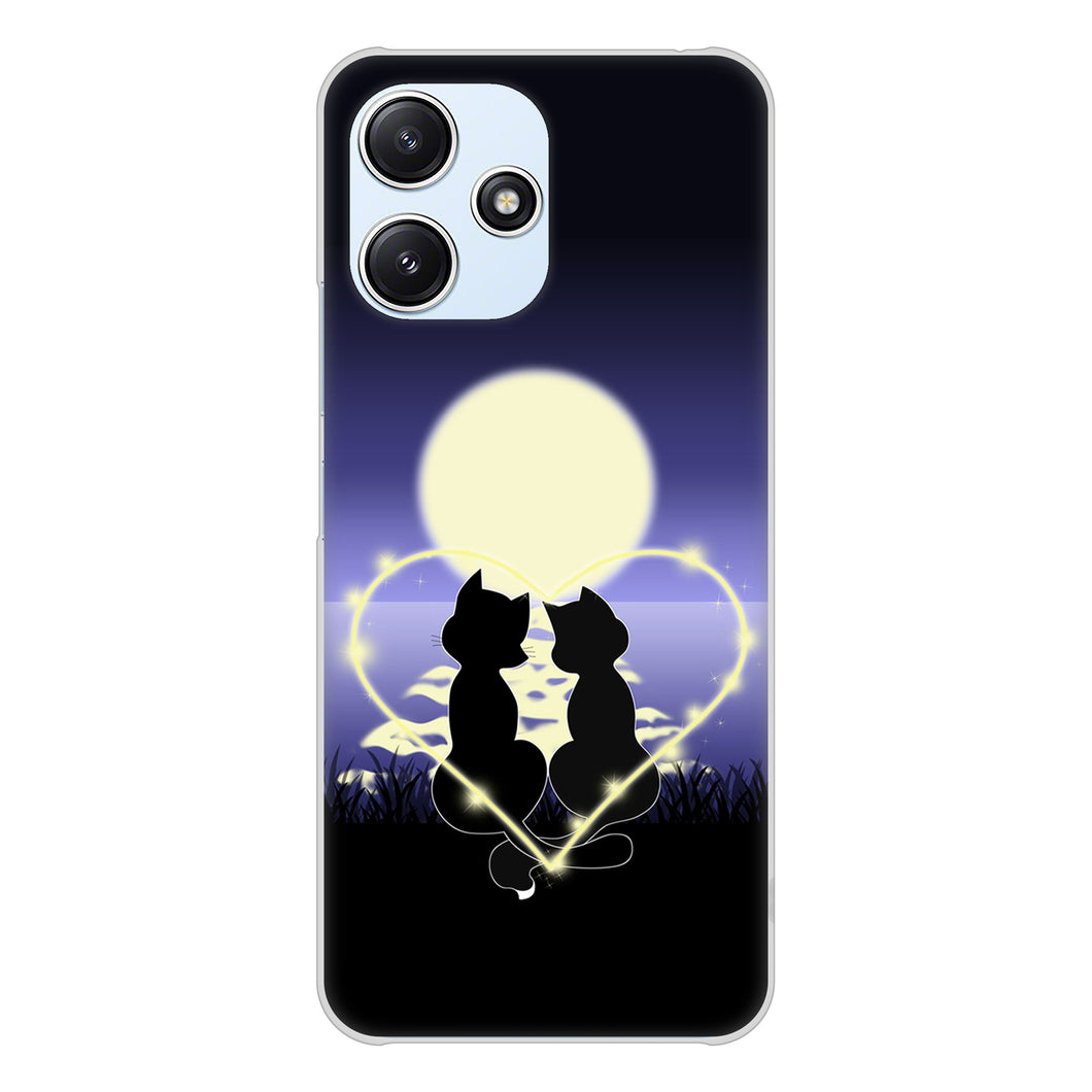 Redmi 12 5G XIG03 au 高画質仕上げ 背面印刷 ハードケース夜とネコ