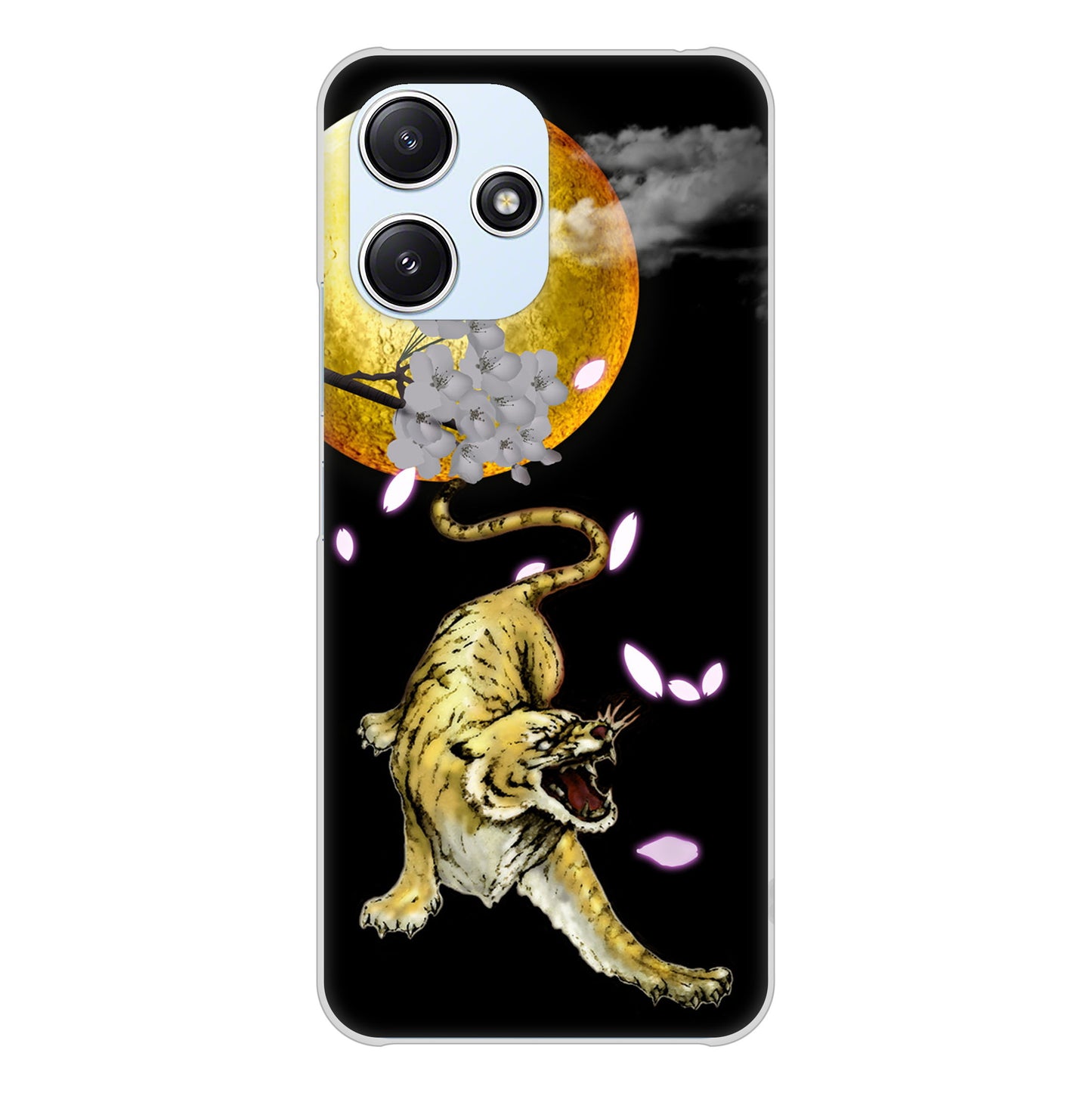 Redmi 12 5G XIG03 au 高画質仕上げ 背面印刷 ハードケース月とタイガー