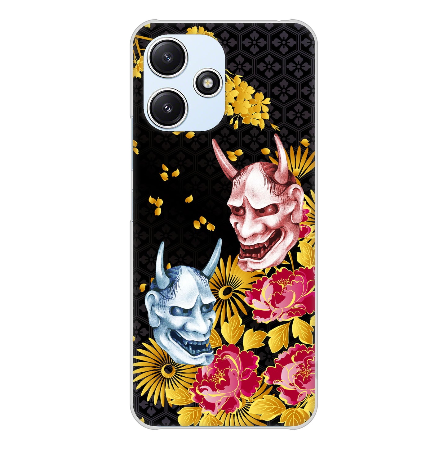 Redmi 12 5G XIG03 au 高画質仕上げ 背面印刷 ハードケース 【1024 般若と牡丹2】