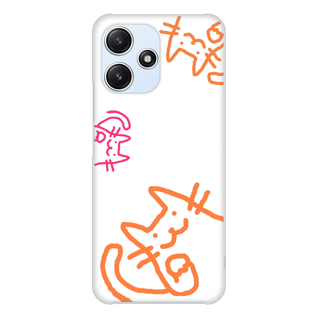 Redmi 12 5G XIG03 au 高画質仕上げ 背面印刷 ハードケース 【1098 手まねきする3匹のネコ】
