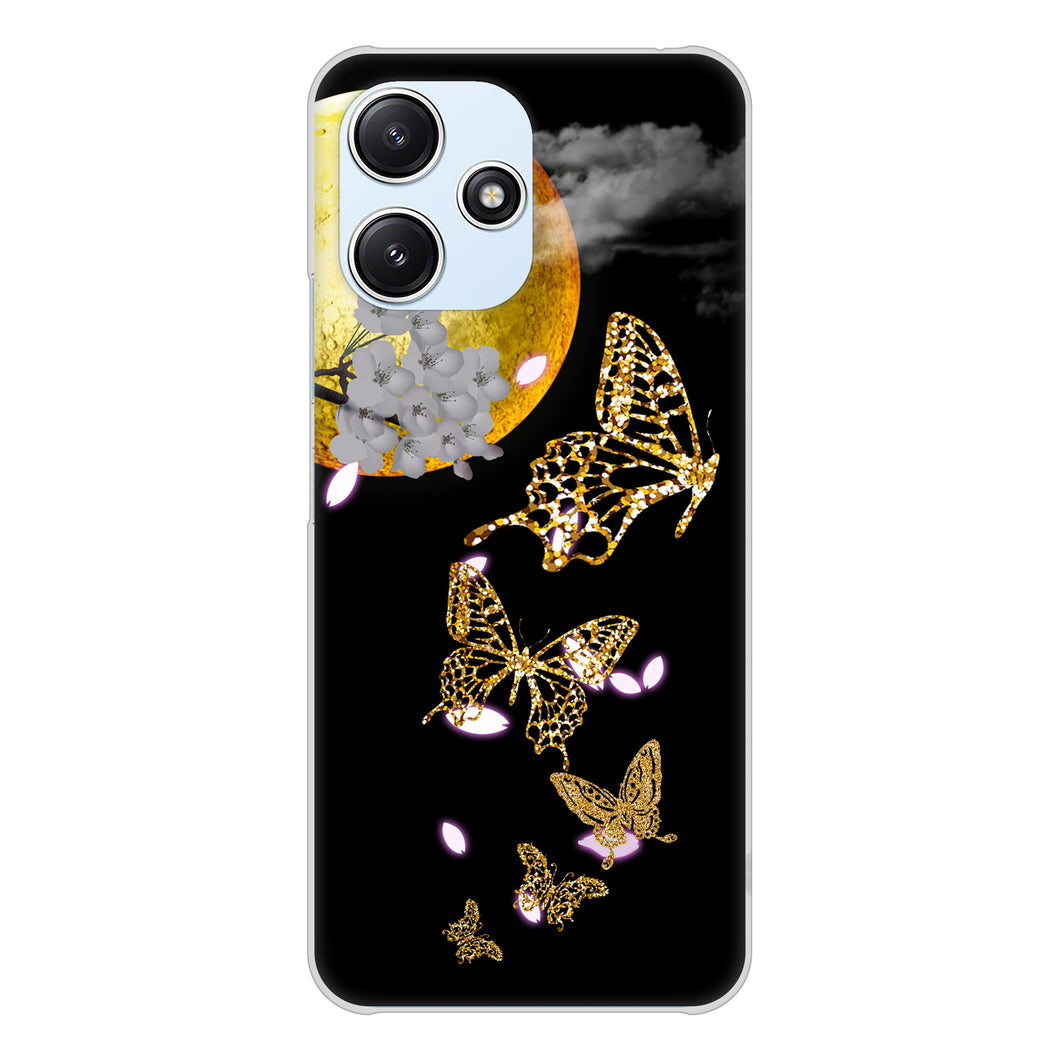 Redmi 12 5G XIG03 au 高画質仕上げ 背面印刷 ハードケース 【1150 月に昇る蝶】