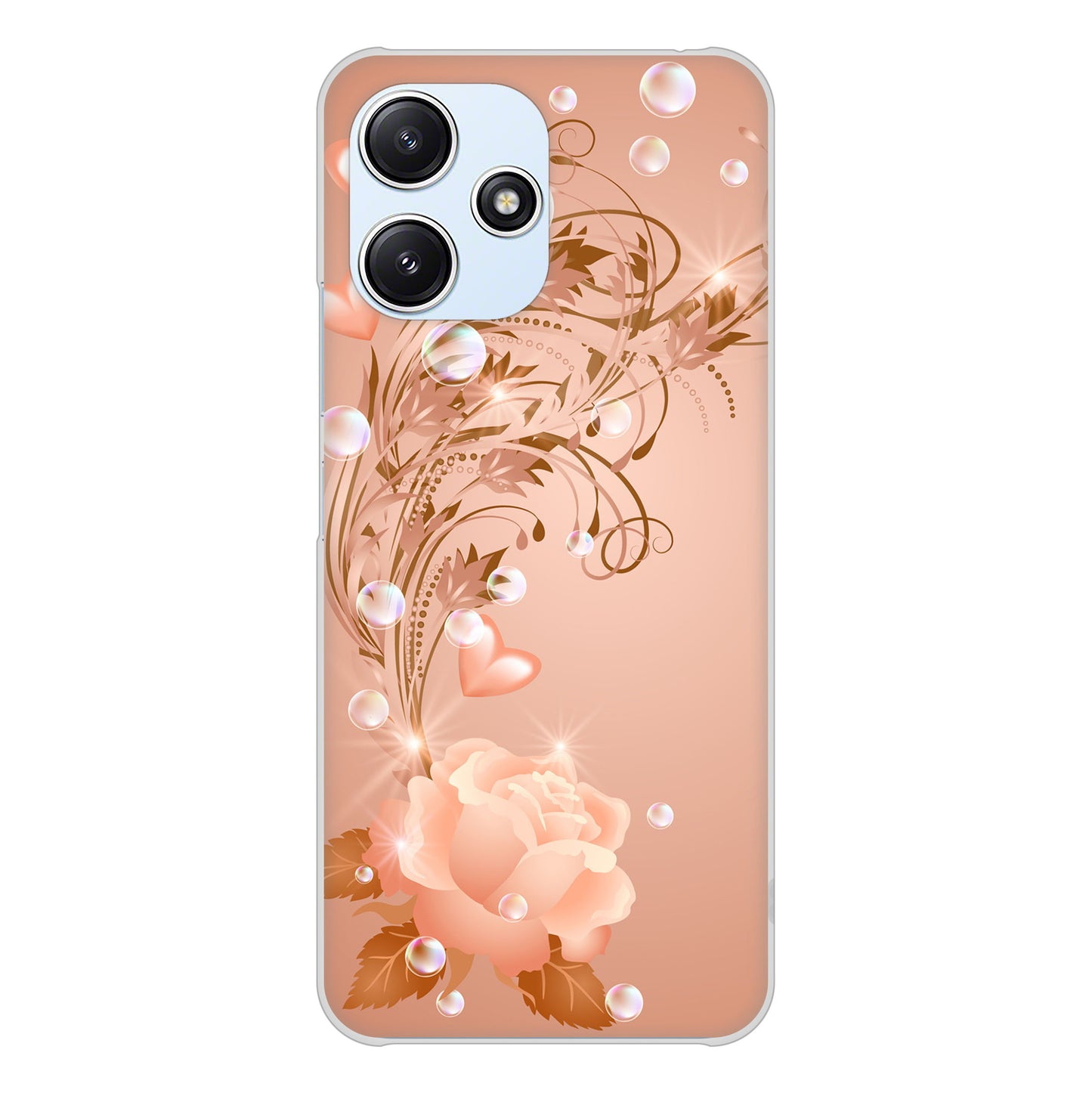 Redmi 12 5G XIG03 au 高画質仕上げ 背面印刷 ハードケースロマンチックなバラ