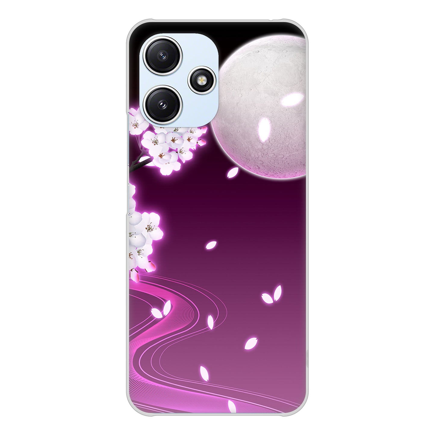 Redmi 12 5G XIG03 au 高画質仕上げ 背面印刷 ハードケース 【1223 紫に染まる月と桜】