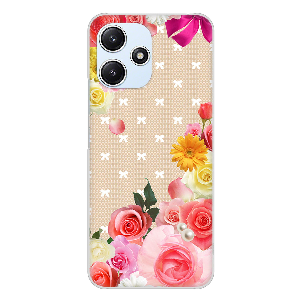 Redmi 12 5G XIG03 au 高画質仕上げ 背面印刷 ハードケースロマンチックなバラ