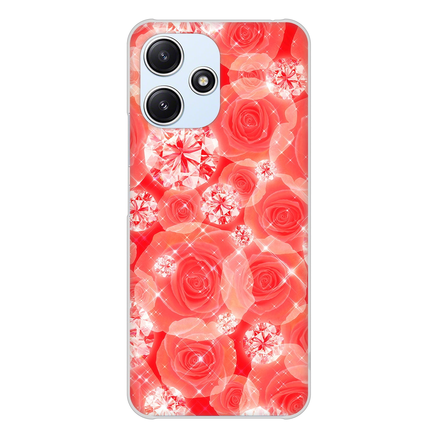 Redmi 12 5G XIG03 au 高画質仕上げ 背面印刷 ハードケース 【VA816 ダイヤモンドとバラ】