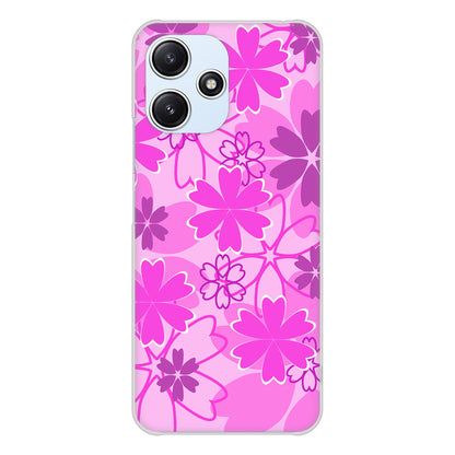 Redmi 12 5G XIG03 au 高画質仕上げ 背面印刷 ハードケース重なり合う花