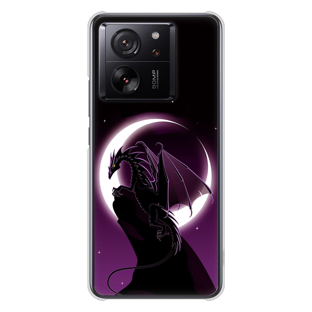 Xiaomi 13T XIG04 au 高画質仕上げ 背面印刷 ハードケース 【037 三日月とドラゴン】