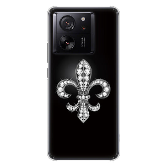 Xiaomi 13T XIG04 au 高画質仕上げ 背面印刷 ハードケース 【042 ラインストーン風の印刷ゴージャスユリ】