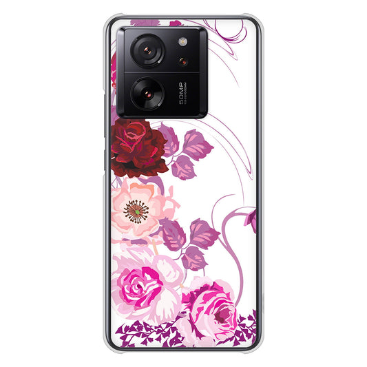 Xiaomi 13T XIG04 au 高画質仕上げ 背面印刷 ハードケースロマンチックなバラ