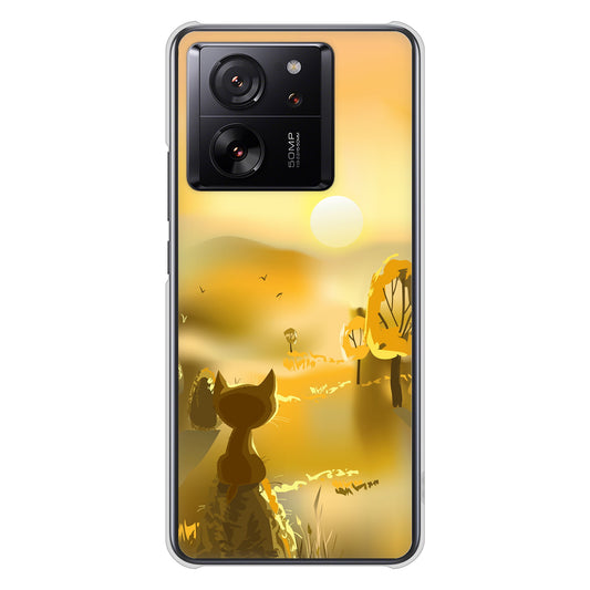 Xiaomi 13T XIG04 au 高画質仕上げ 背面印刷 ハードケース 【400 たそがれの猫】