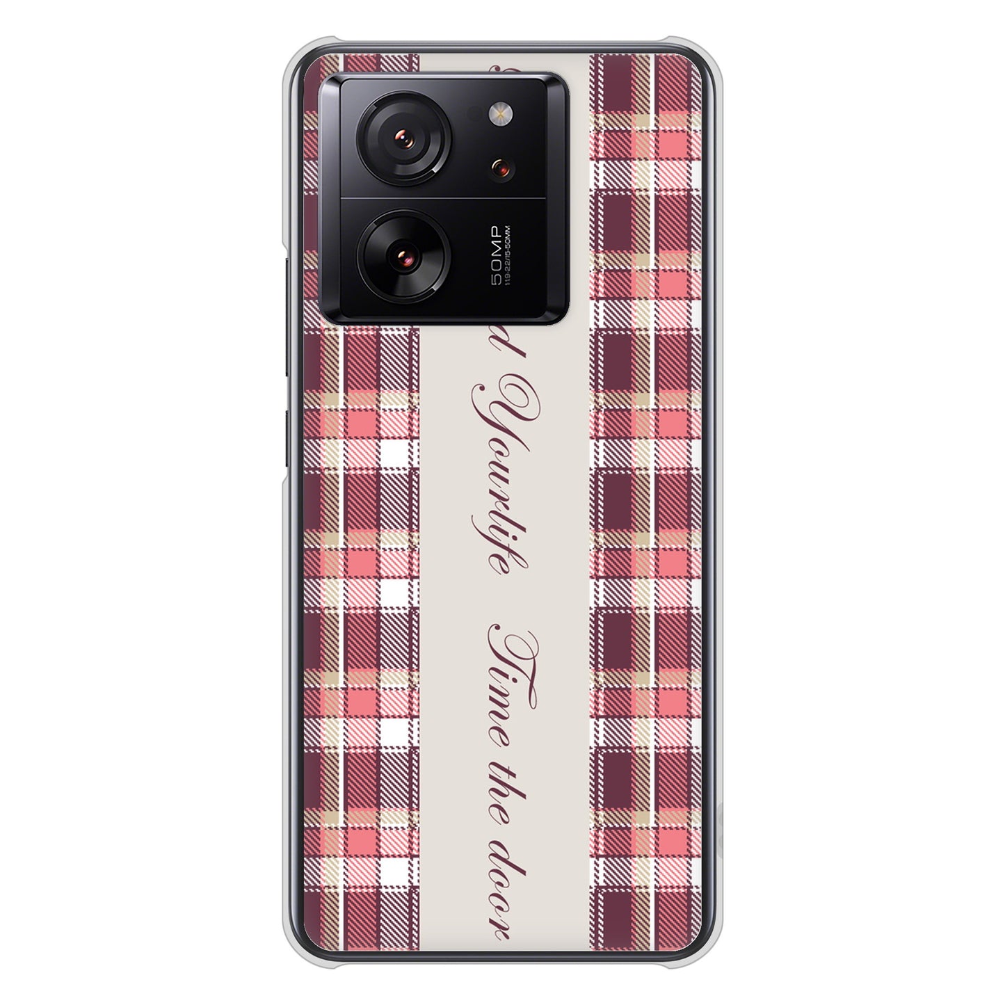 Xiaomi 13T XIG04 au 高画質仕上げ 背面印刷 ハードケースピンクチェック