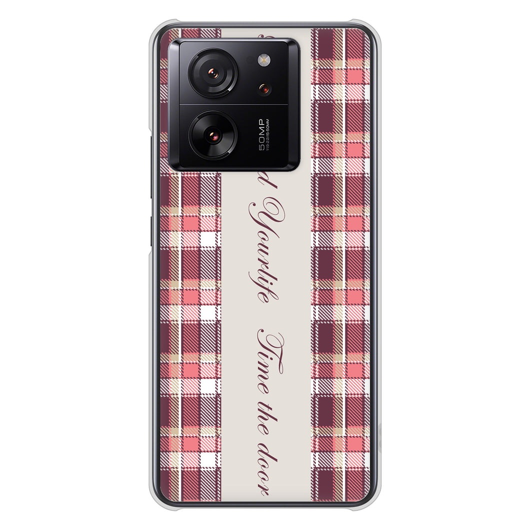 Xiaomi 13T XIG04 au 高画質仕上げ 背面印刷 ハードケースピンクチェック
