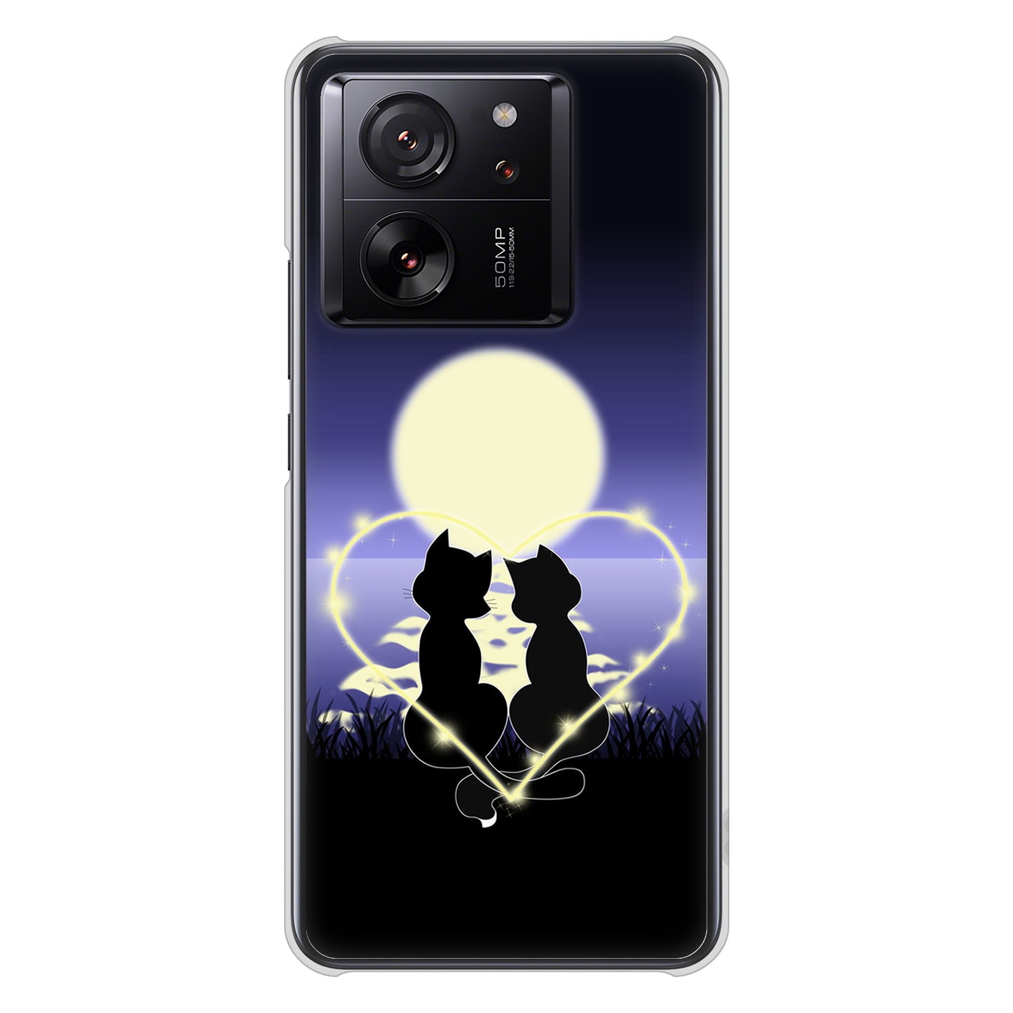 Xiaomi 13T XIG04 au 高画質仕上げ 背面印刷 ハードケース夜とネコ