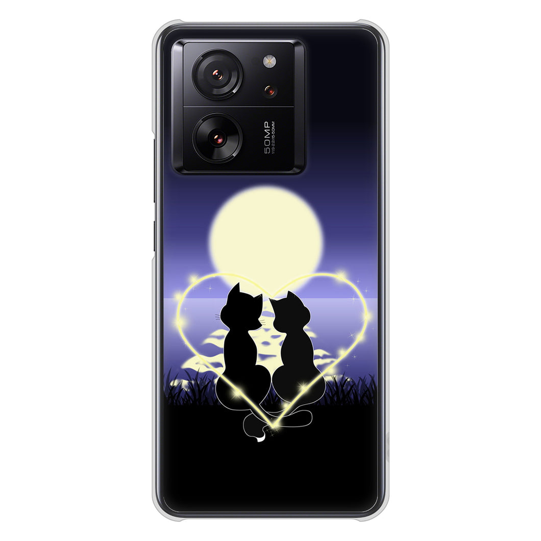 Xiaomi 13T XIG04 au 高画質仕上げ 背面印刷 ハードケース夜とネコ