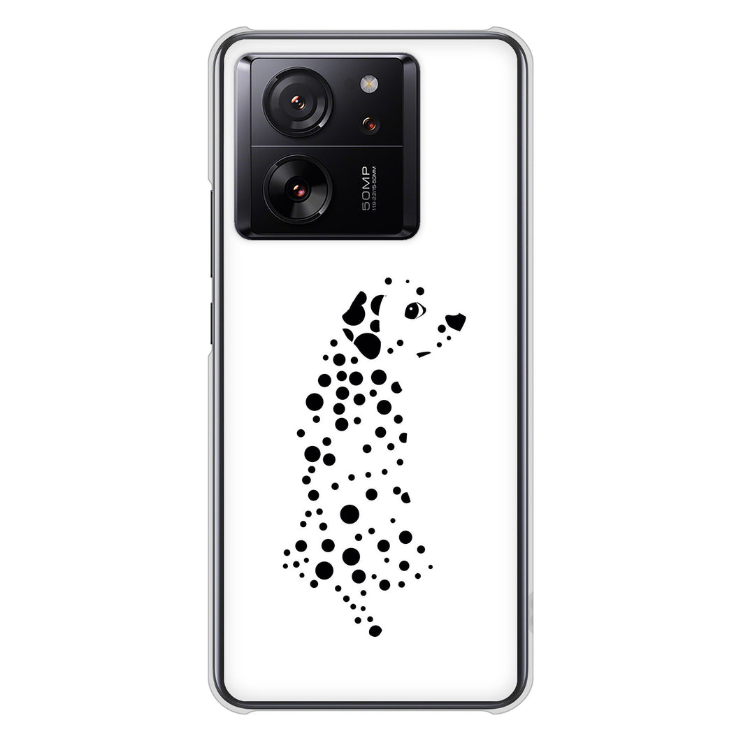 Xiaomi 13T XIG04 au 高画質仕上げ 背面印刷 ハードケース 【1038 振り向くダルメシアン（WH）】