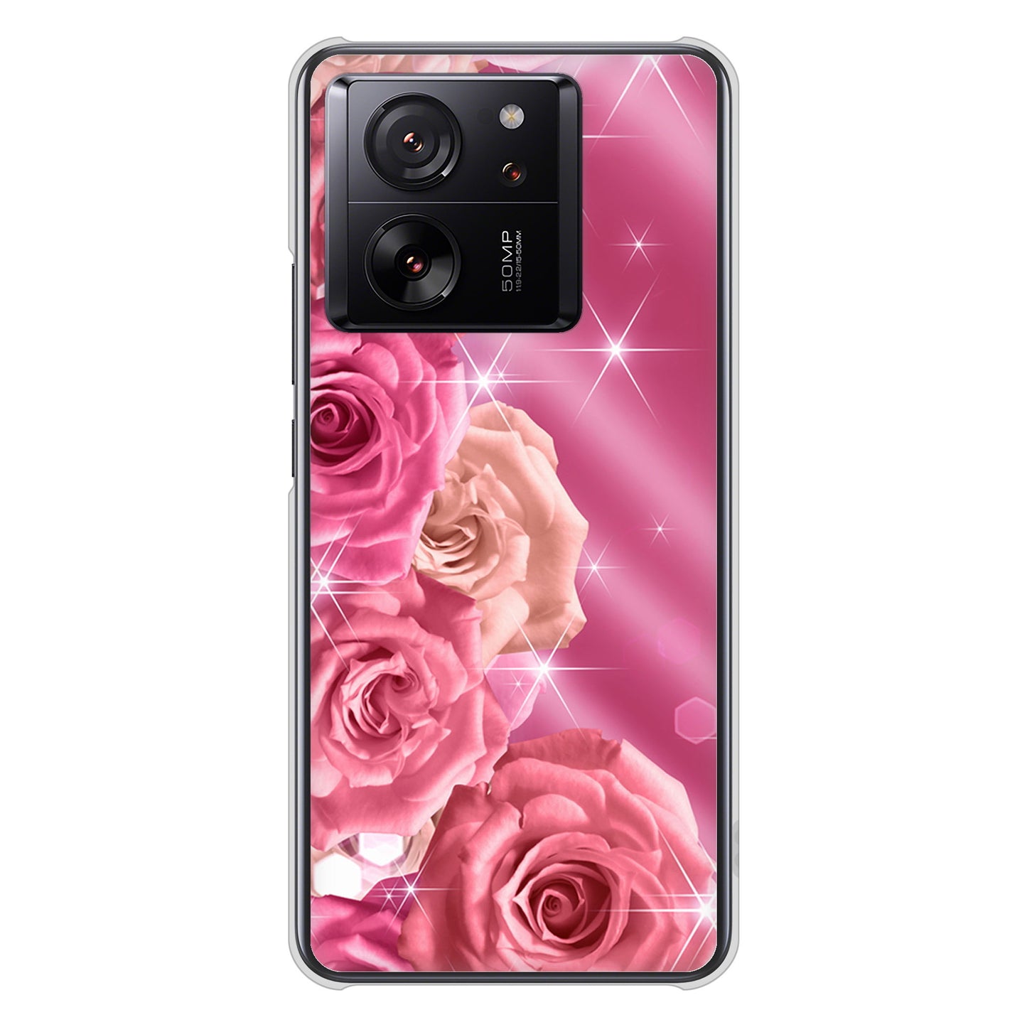 Xiaomi 13T XIG04 au 高画質仕上げ 背面印刷 ハードケース 【1182 ピンクの薔薇に誘われて】