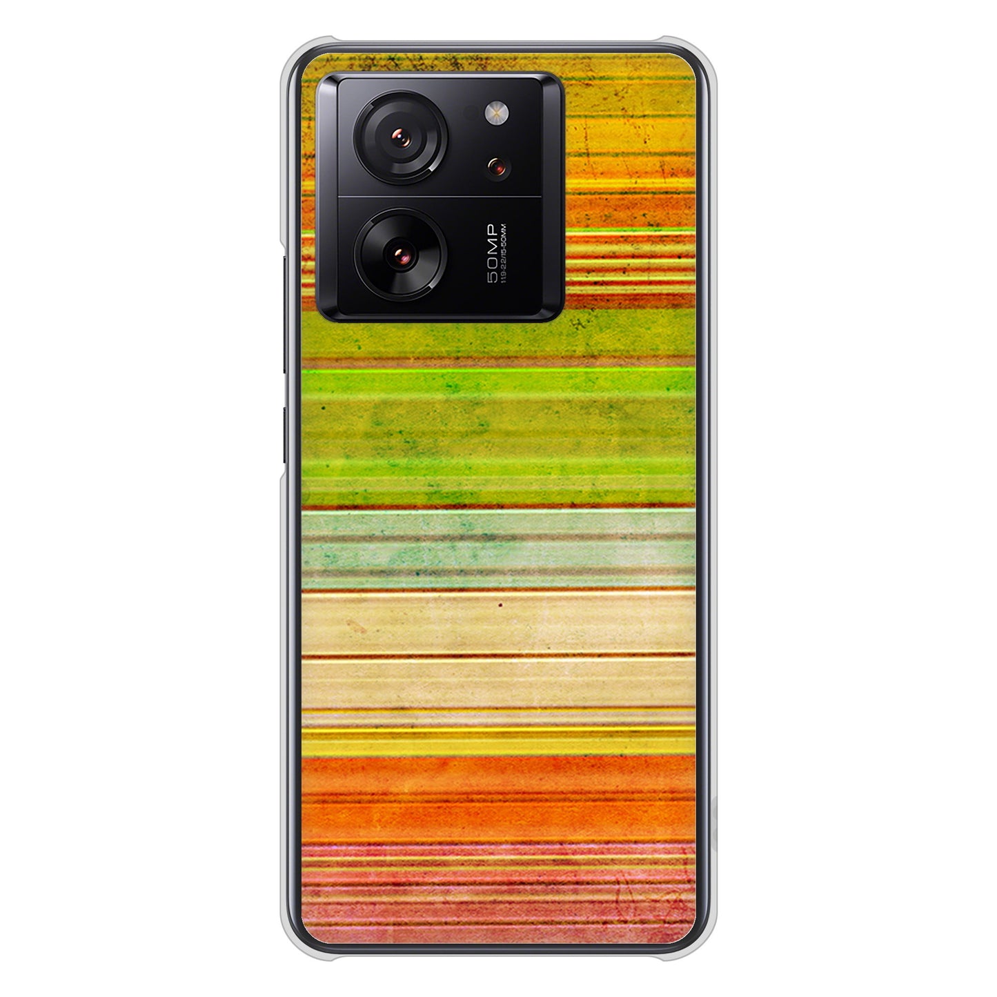Xiaomi 13T XIG04 au 高画質仕上げ 背面印刷 ハードケース 【1324 ビンテージボーダー（色彩）】
