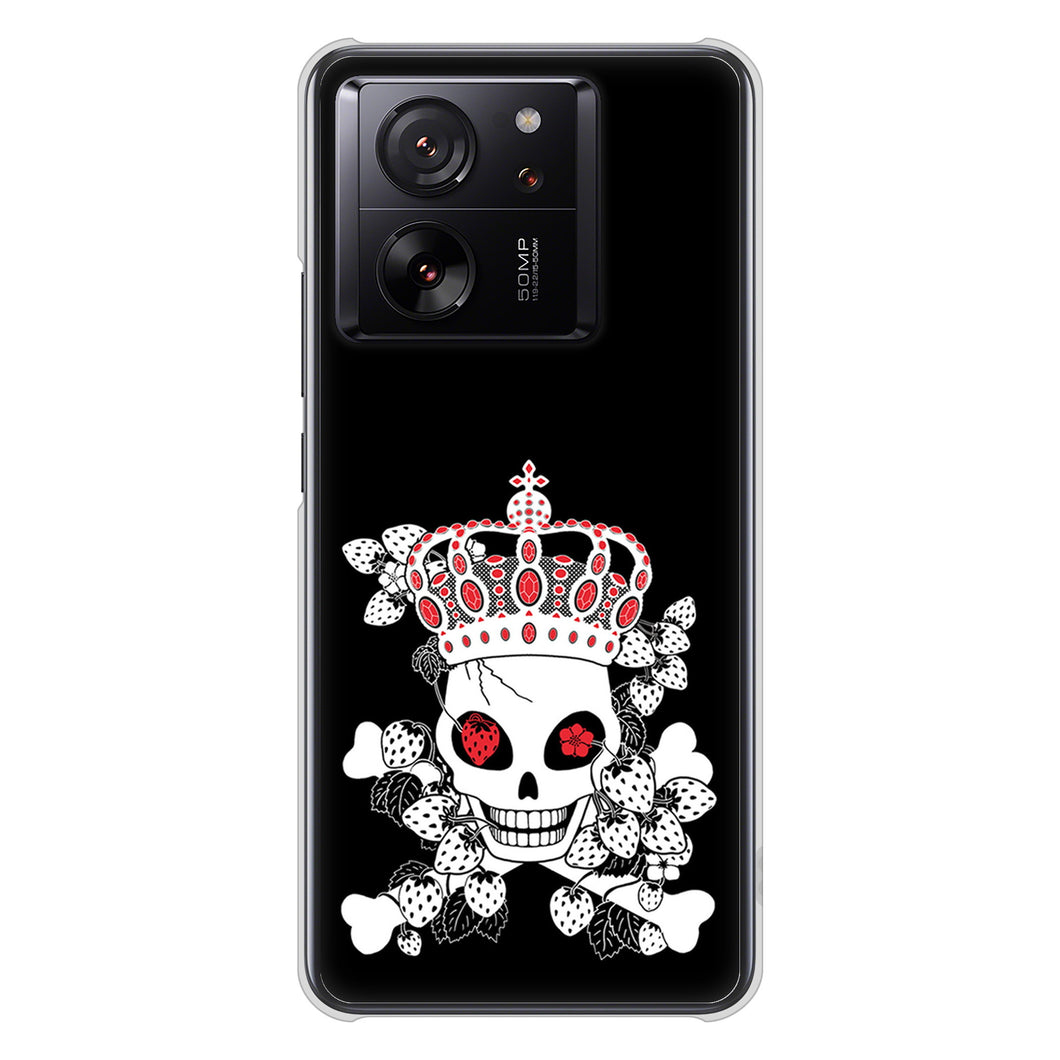 Xiaomi 13T XIG04 au 高画質仕上げ 背面印刷 ハードケースむかいあぐる 苺骸骨王冠蔦