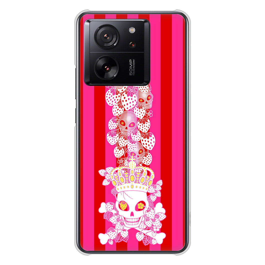 Xiaomi 13T XIG04 au 高画質仕上げ 背面印刷 ハードケースむかいあぐる 苺骸骨王冠蔦