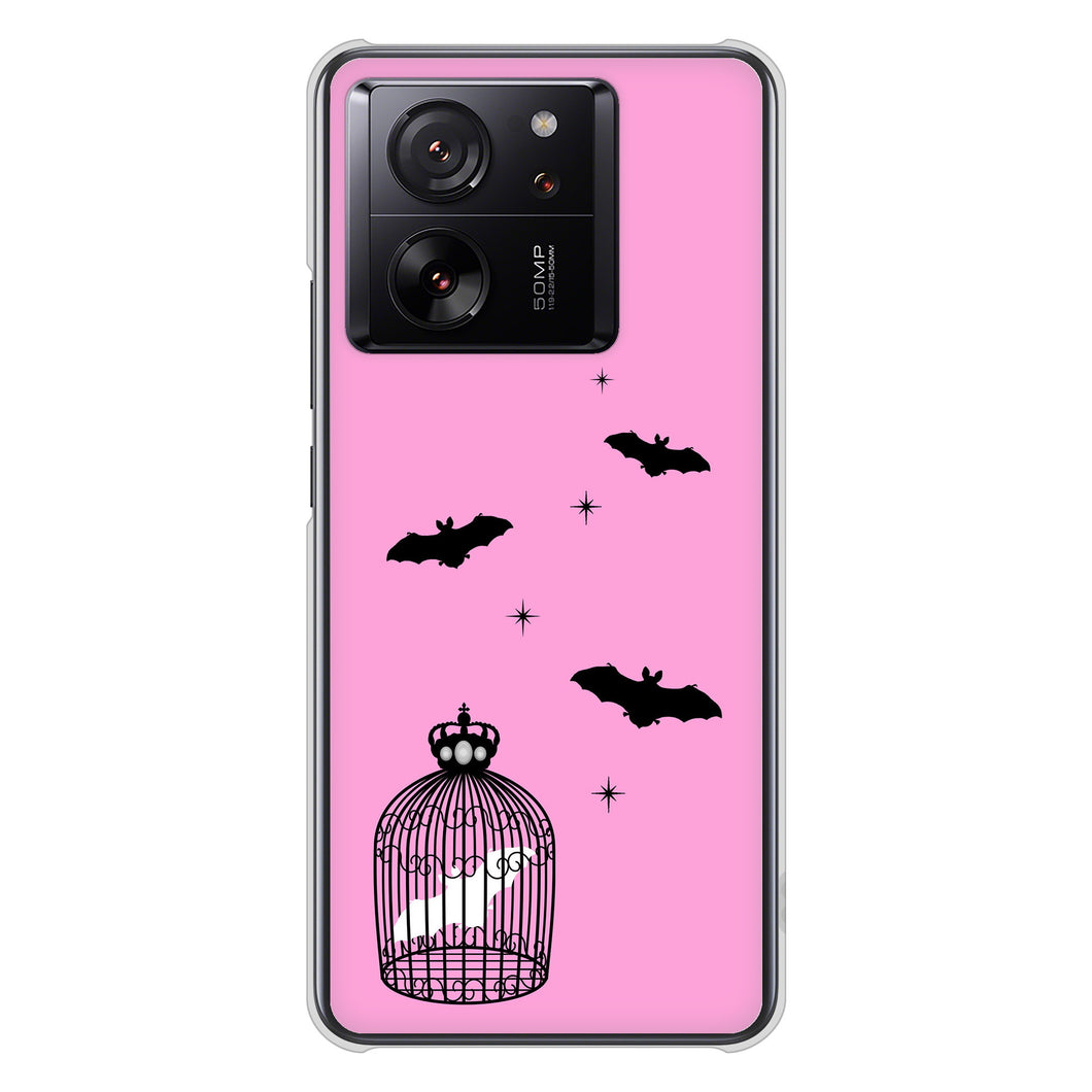 Xiaomi 13T XIG04 au 高画質仕上げ 背面印刷 ハードケースむかいあぐる こうもりの王冠鳥かご