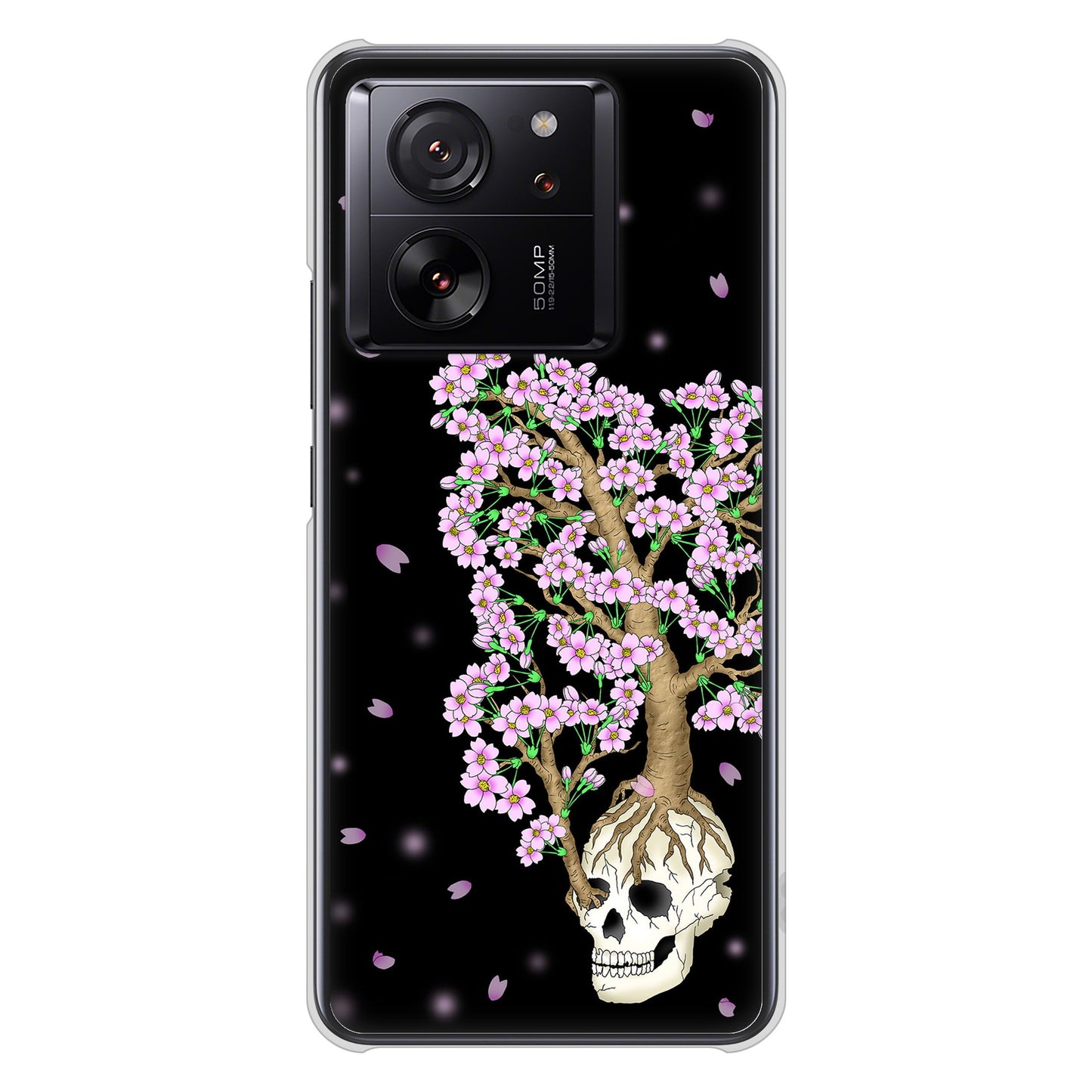Xiaomi 13T XIG04 au 高画質仕上げ 背面印刷 ハードケースむかいあぐる 苺骸骨王冠蔦