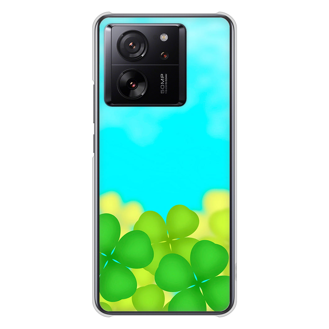 Xiaomi 13T XIG04 au 高画質仕上げ 背面印刷 ハードケース 【VA820 四葉のクローバー畑】