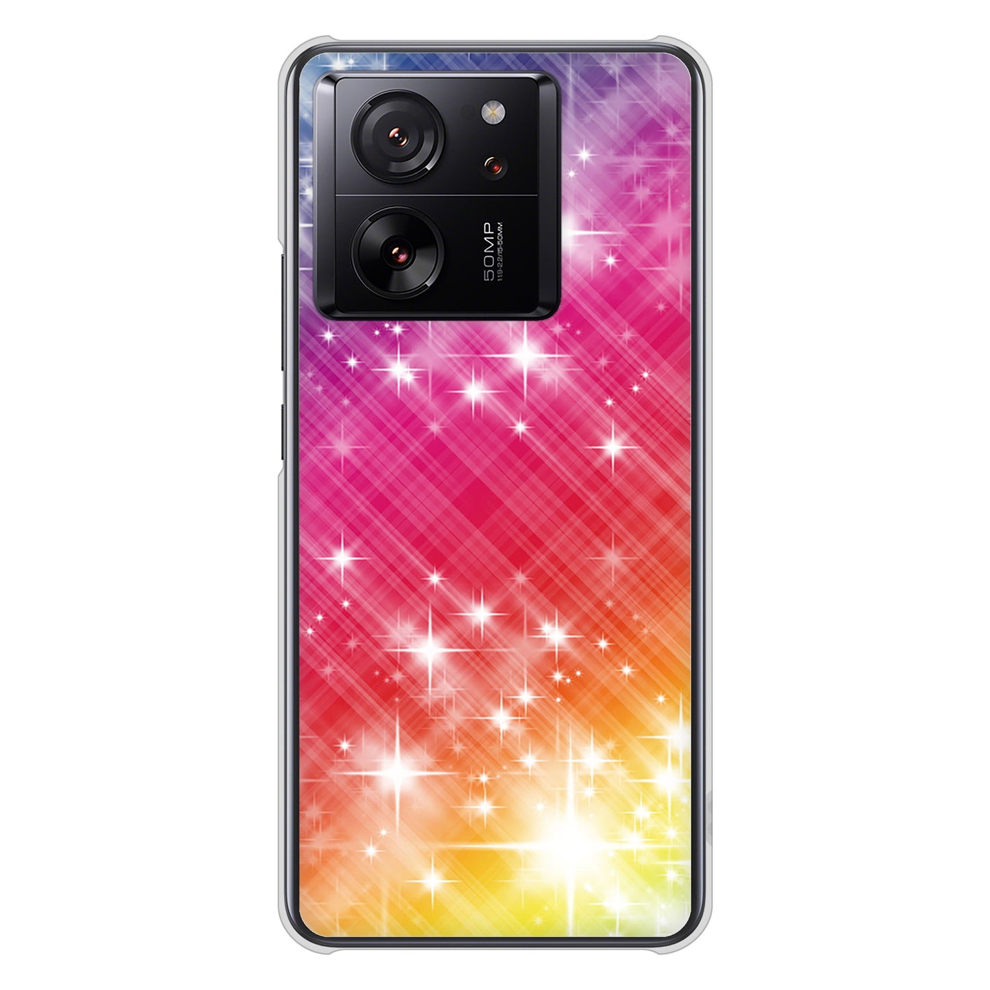 Xiaomi 13T XIG04 au 高画質仕上げ 背面印刷 ハードケース 【VA872 レインボーフレーム】
