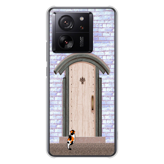 Xiaomi 13T XIG04 au 高画質仕上げ 背面印刷 ハードケース猫とドア