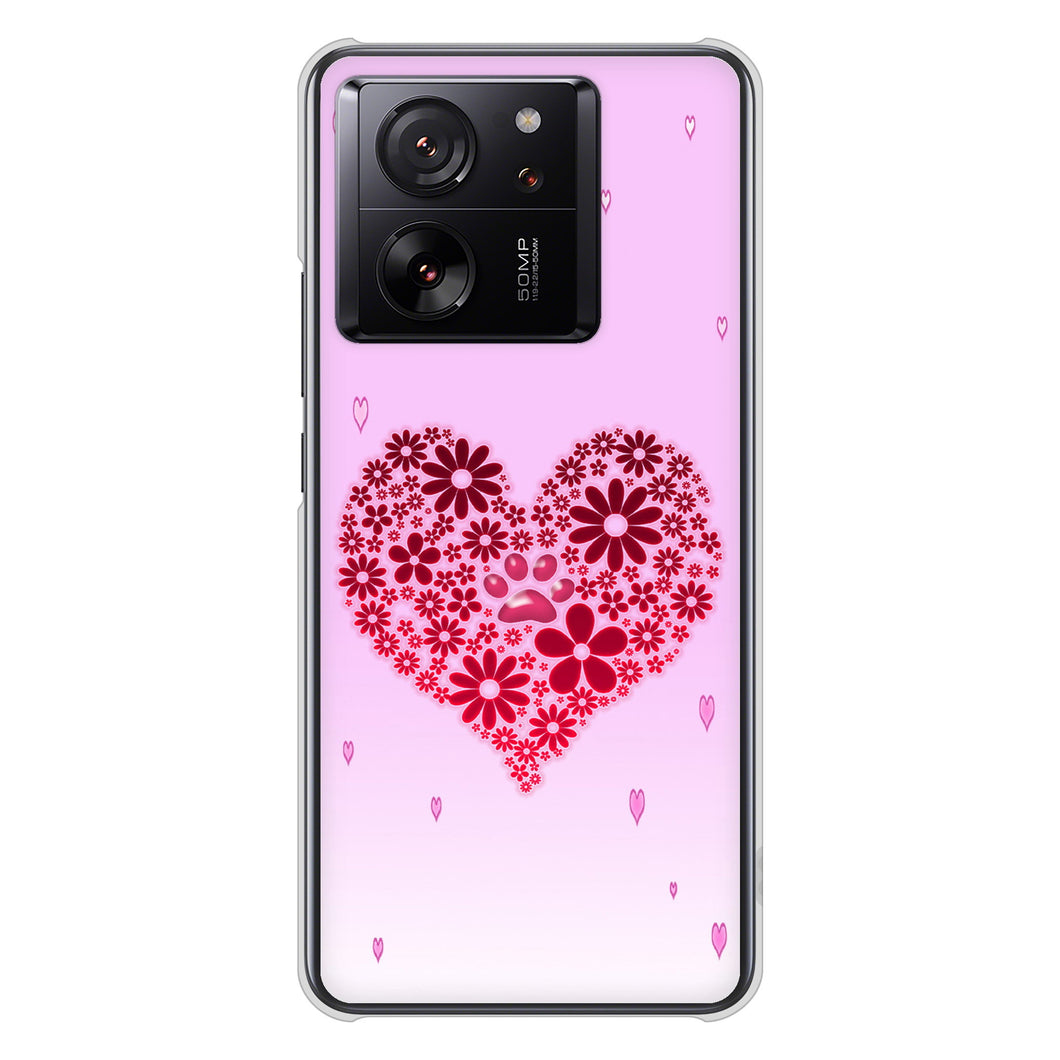 Xiaomi 13T XIG04 au 高画質仕上げ 背面印刷 ハードケースハートと肉球