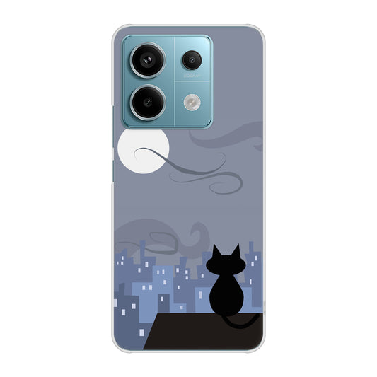 Xiaomi Redmi Note 13 Pro 5G XIG05 au 高画質仕上げ 背面印刷 ハードケース夜とネコ