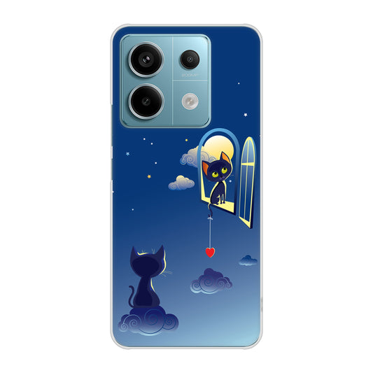 Xiaomi Redmi Note 13 Pro 5G XIG05 au 高画質仕上げ 背面印刷 ハードケース夜とネコ
