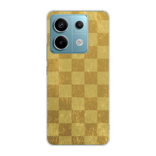 Xiaomi Redmi Note 13 Pro 5G XIG05 au 高画質仕上げ 背面印刷 ハードケース 【619 市松模様-金（骨董風に傷んだイメージ）】