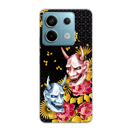 Xiaomi Redmi Note 13 Pro 5G XIG05 au 高画質仕上げ 背面印刷 ハードケース 【1024 般若と牡丹2】