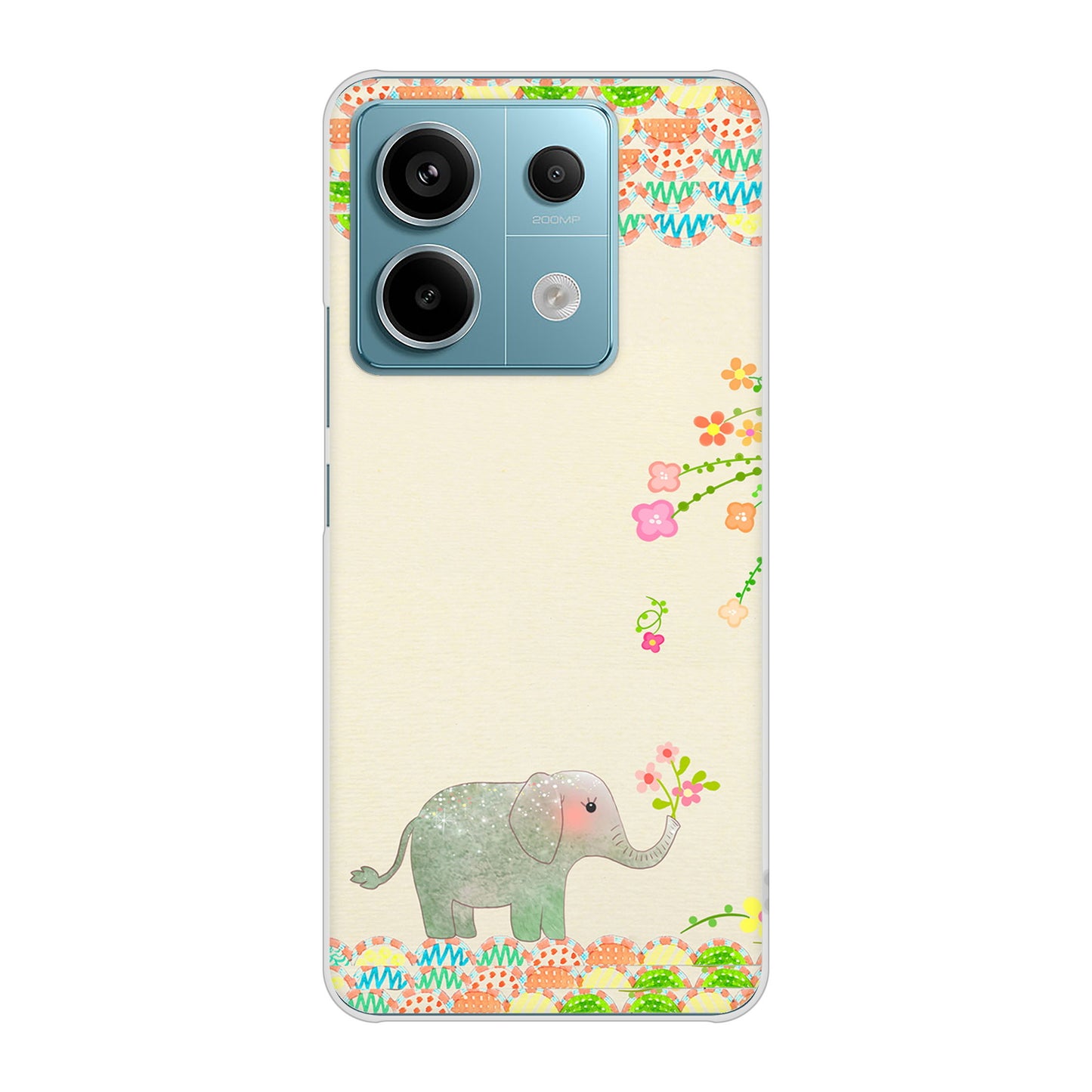 Xiaomi Redmi Note 13 Pro 5G XIG05 au 高画質仕上げ 背面印刷 ハードケース 【1039 お散歩ゾウさん】