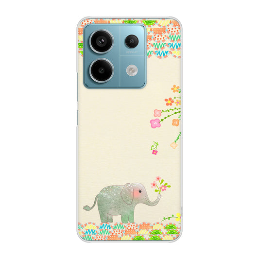 Xiaomi Redmi Note 13 Pro 5G XIG05 au 高画質仕上げ 背面印刷 ハードケース 【1039 お散歩ゾウさん】