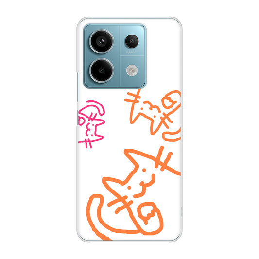Xiaomi Redmi Note 13 Pro 5G XIG05 au 高画質仕上げ 背面印刷 ハードケース 【1098 手まねきする3匹のネコ】