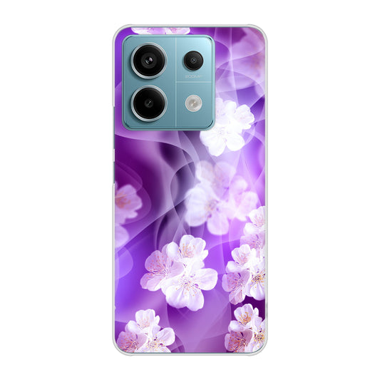 Xiaomi Redmi Note 13 Pro 5G XIG05 au 高画質仕上げ 背面印刷 ハードケース 【1211 桜とパープルの風】