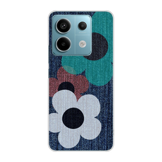 Xiaomi Redmi Note 13 Pro 5G XIG05 au 高画質仕上げ 背面印刷 ハードケース 【EK869 ルーズフラワーinデニム風】