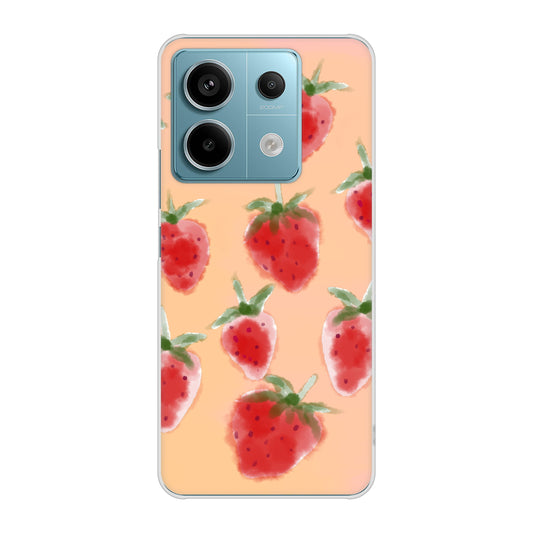 Xiaomi Redmi Note 13 Pro 5G XIG05 au 高画質仕上げ 背面印刷 ハードケースイチゴ 水彩