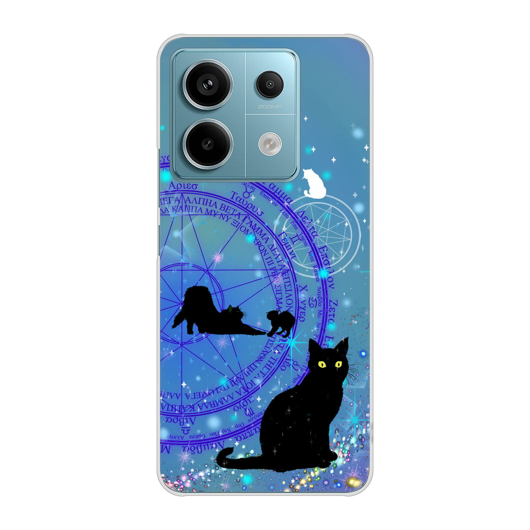 Xiaomi Redmi Note 13 Pro 5G XIG05 au 高画質仕上げ 背面印刷 ハードケース魔法陣猫