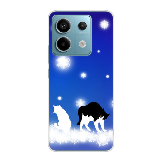 Xiaomi Redmi Note 13 Pro 5G XIG05 au 高画質仕上げ 背面印刷 ハードケース 【YJ335 雪の結晶 はちわれ】