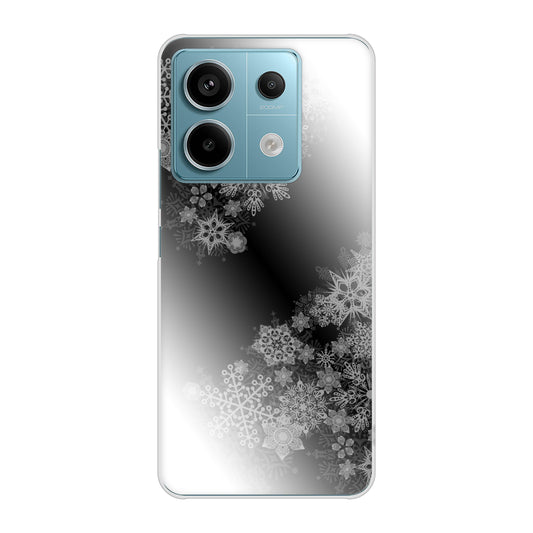 Xiaomi Redmi Note 13 Pro 5G XIG05 au 高画質仕上げ 背面印刷 ハードケース 【YJ340 モノトーン 雪の結晶 】
